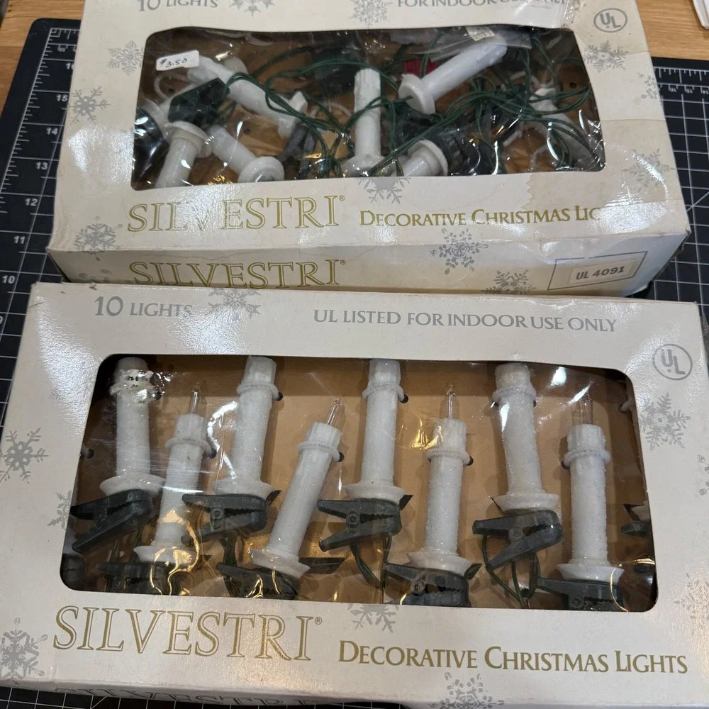 Silvestri Vintage Christmas Lights Clip On Candle 10 Light String Lot of 2 Boxes